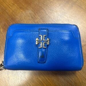 Tory Burch Cobalt blue leather wallet zip around